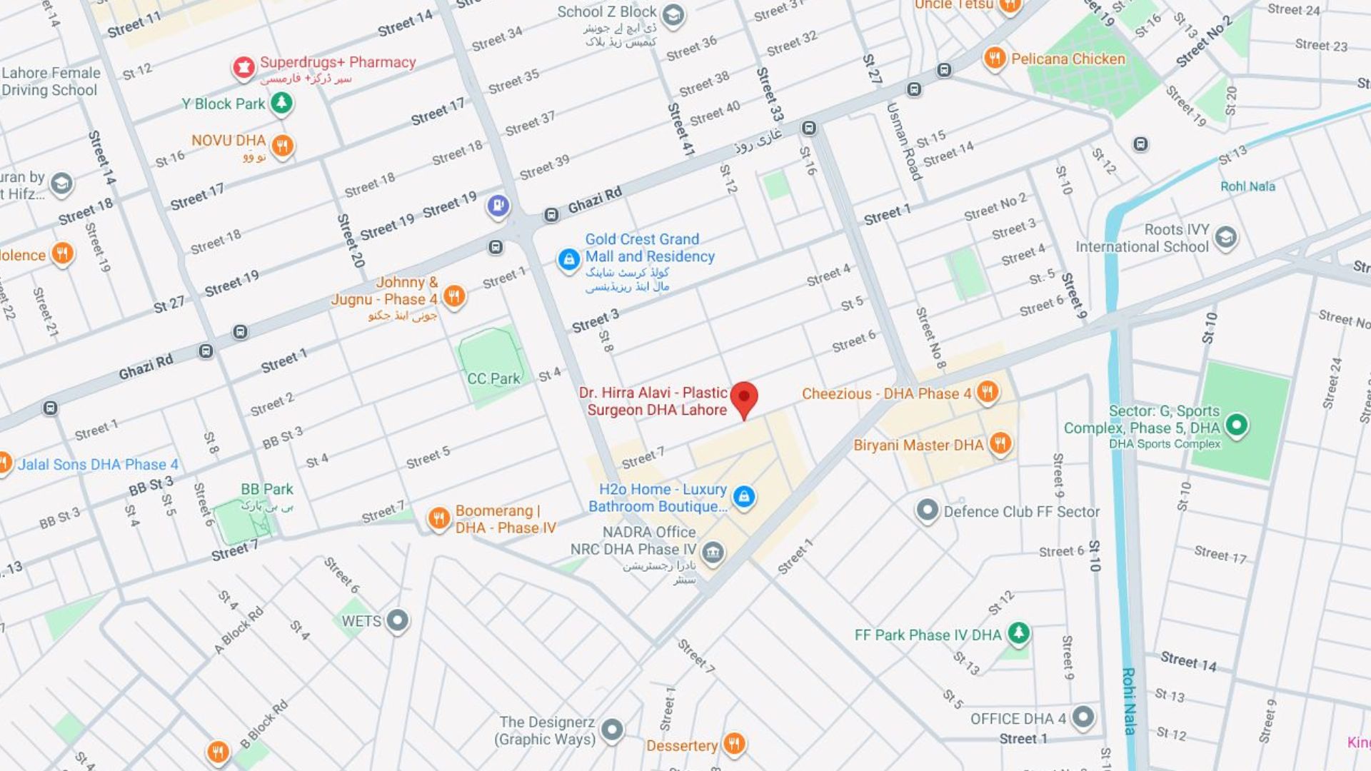 Dr Hirra Alavi Clinic Map
